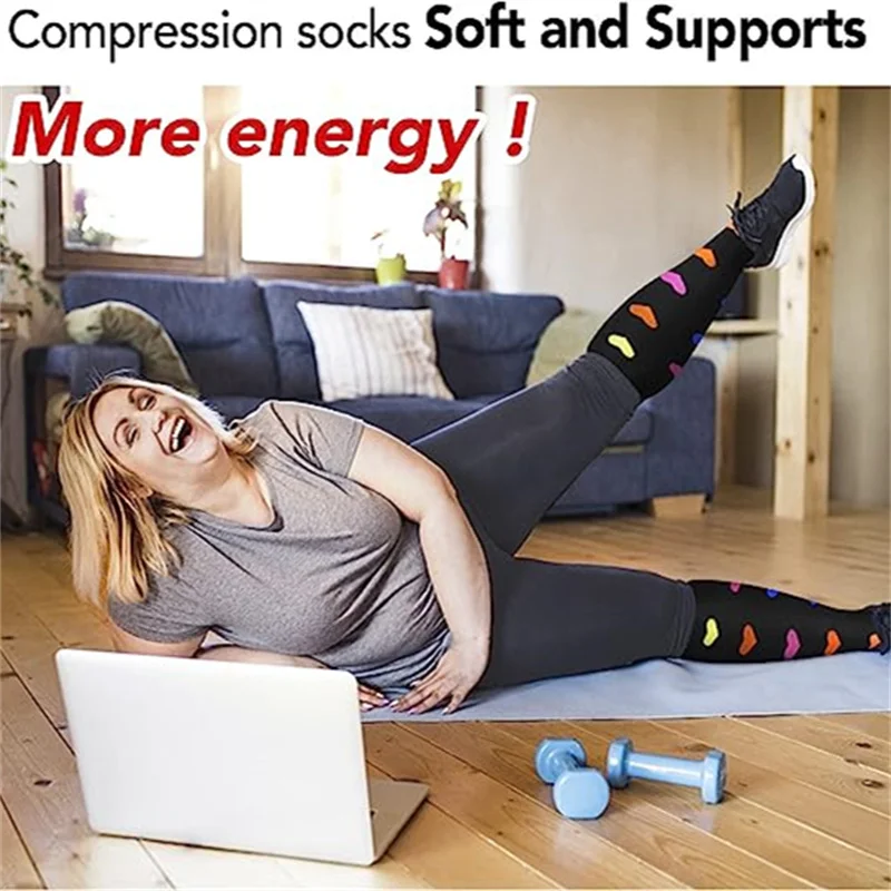 3 Pairs 2XL-7XL Plus Size Compression Men Socks 20-30 mmHg Wide Calf Extra Large Knee High Flight Socks for Circulation Support
