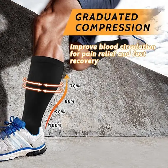 3 Pairs 2XL-7XL Plus Size Compression Men Socks 20-30 mmHg Wide Calf Extra Large Knee High Flight Socks for Circulation Support