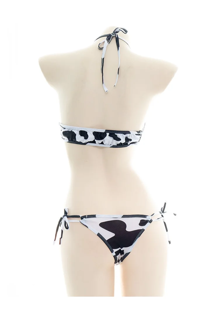Cow Series Swimsuit Bodysuit Bikini Maid Unifrom Costume Summer Beach Kawaii Girl Swimwear Skirt Uniform Set Cosplay