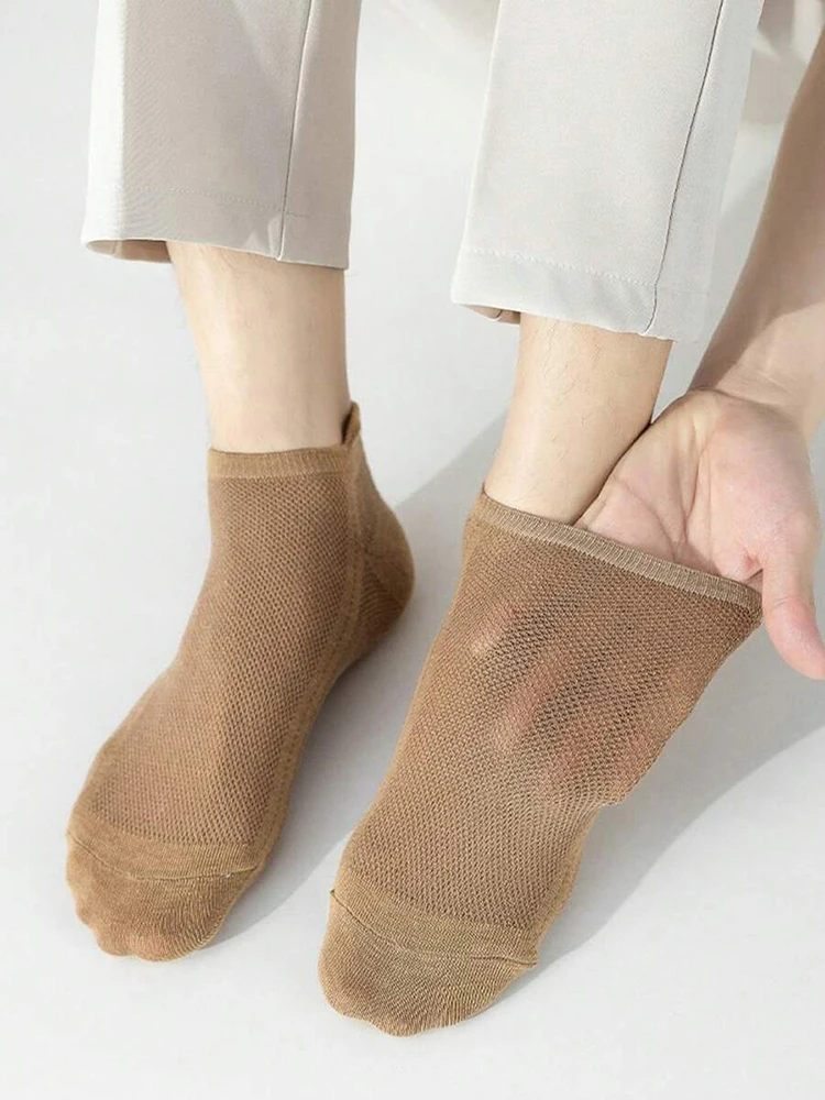 6/12 Pairs Mesh Men Summer Socks Fashionable Breathable With Ear Flaps Anti Foaming Design They Soft Comfortable Casual Socks