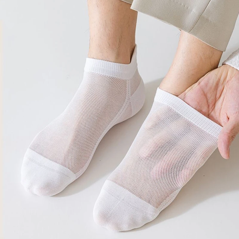 6/12 Pairs Mesh Men Summer Socks Fashionable Breathable With Ear Flaps Anti Foaming Design They Soft Comfortable Casual Socks