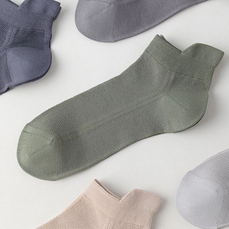 6/12 Pairs Mesh Men Summer Socks Fashionable Breathable With Ear Flaps Anti Foaming Design They Soft Comfortable Casual Socks