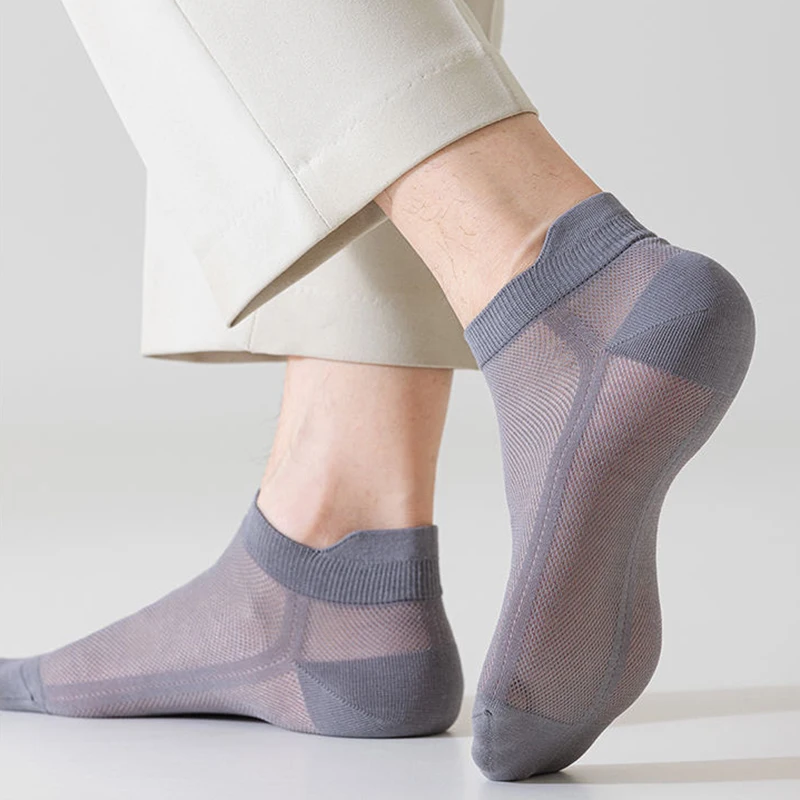 6/12 Pairs Mesh Men Summer Socks Fashionable Breathable With Ear Flaps Anti Foaming Design They Soft Comfortable Casual Socks