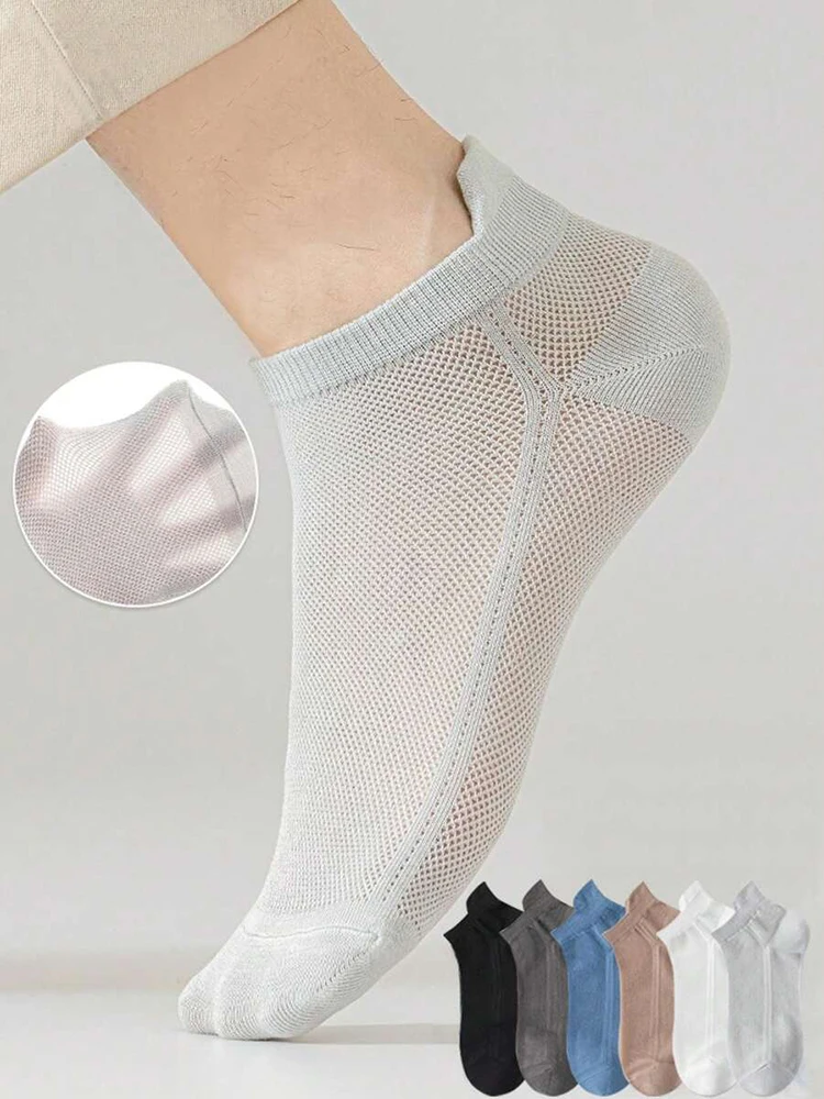 6/12 Pairs Mesh Men Summer Socks Fashionable Breathable With Ear Flaps Anti Foaming Design They Soft Comfortable Casual Socks