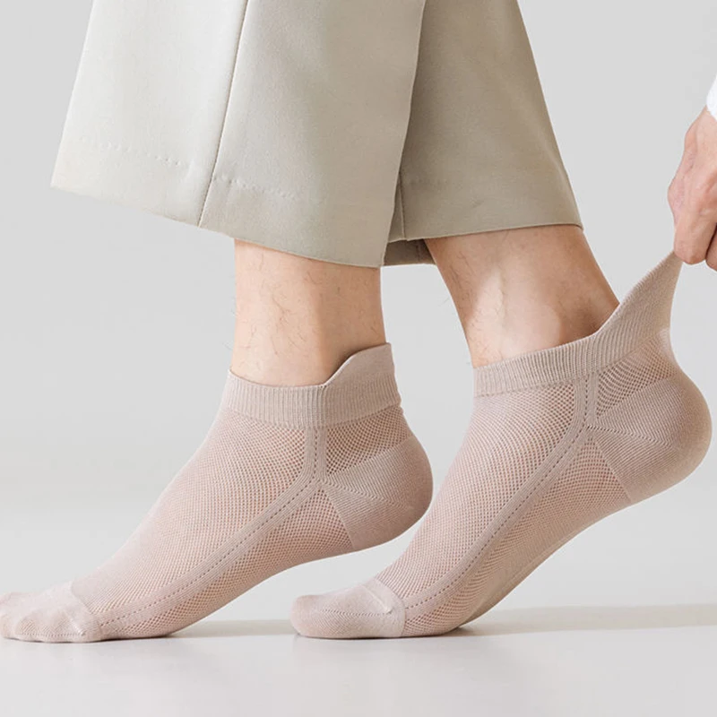 6/12 Pairs Mesh Men Summer Socks Fashionable Breathable With Ear Flaps Anti Foaming Design They Soft Comfortable Casual Socks