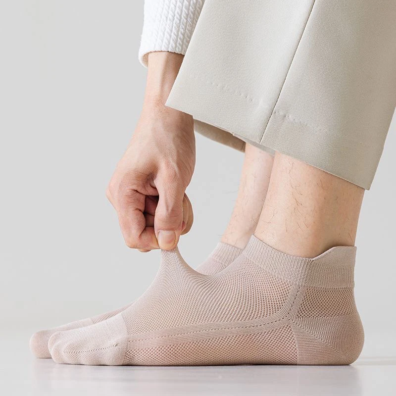 6/12 Pairs Mesh Men Summer Socks Fashionable Breathable With Ear Flaps Anti Foaming Design They Soft Comfortable Casual Socks
