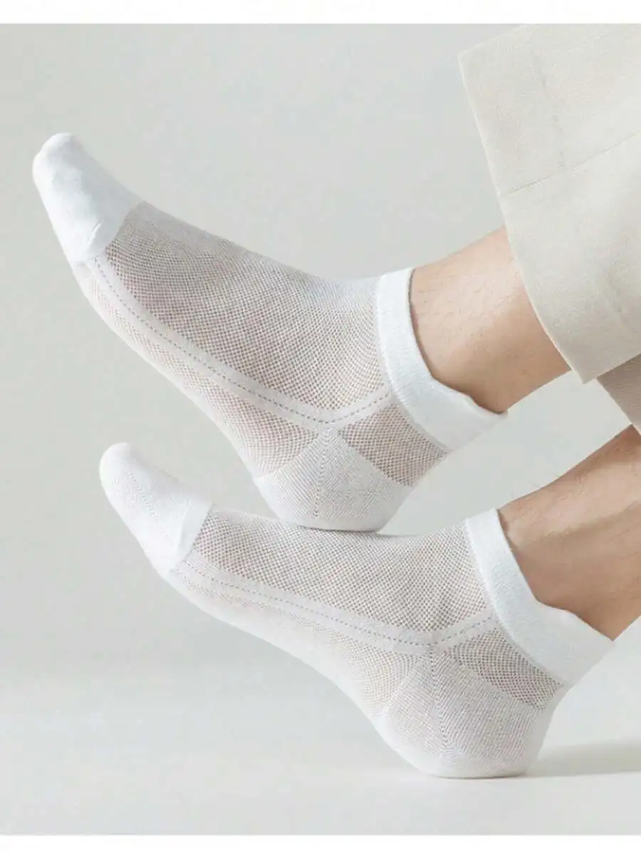6/12 Pairs Mesh Men Summer Socks Fashionable Breathable With Ear Flaps Anti Foaming Design They Soft Comfortable Casual Socks