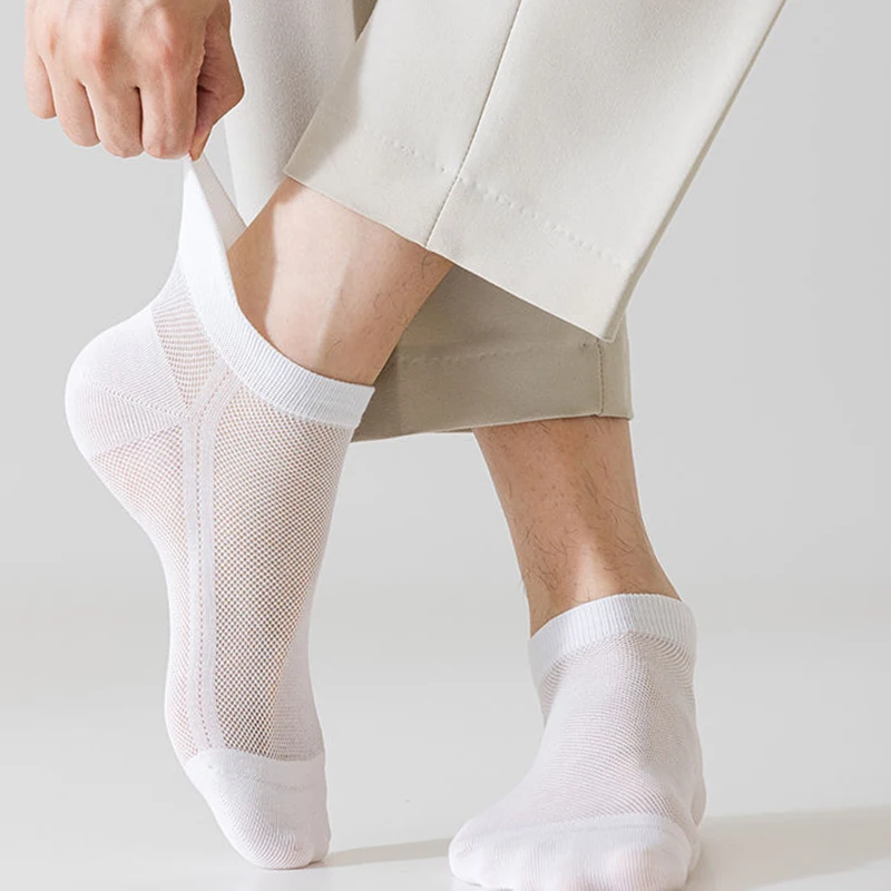 6/12 Pairs Mesh Men Summer Socks Fashionable Breathable With Ear Flaps Anti Foaming Design They Soft Comfortable Casual Socks