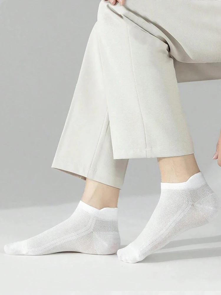 6/12 Pairs Mesh Men Summer Socks Fashionable Breathable With Ear Flaps Anti Foaming Design They Soft Comfortable Casual Socks
