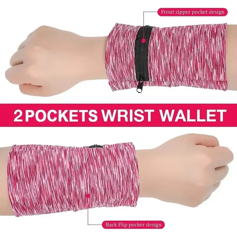 Mini Unisex Cotton Wrist Wallet Pouch with Zipper for Fitness Sports Running Gym Cycling - Secure Coin Purse Band