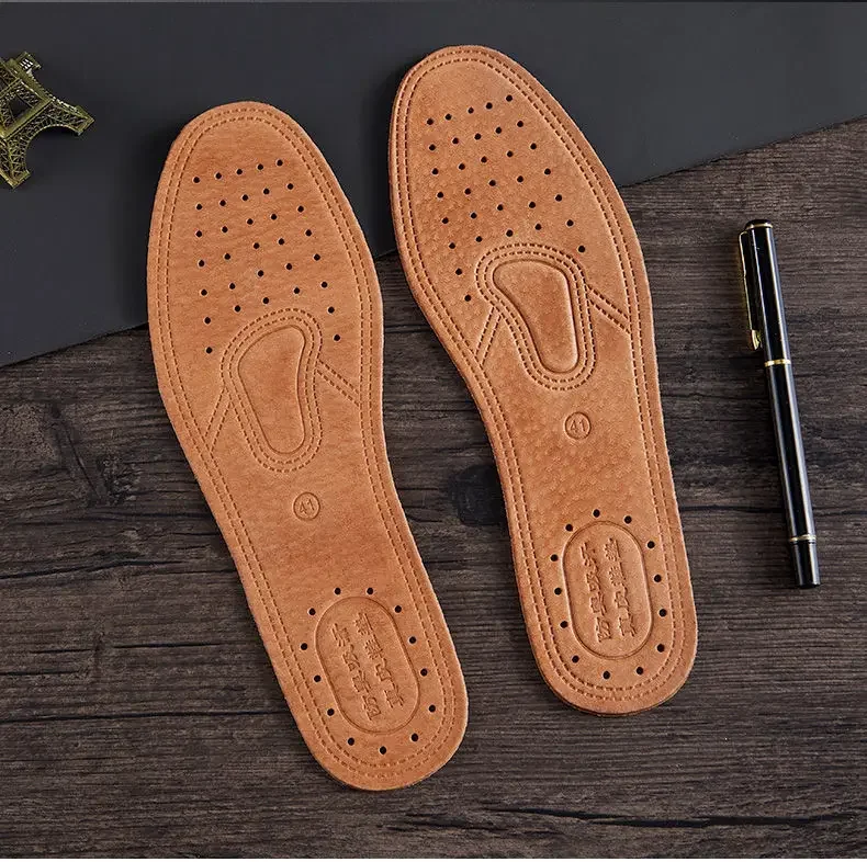1 Pair Cowhide Insoles For Shoes Men Comfortable Deodorant Casual leather Insole Feet Quality Genuine Leather Flats Shoe Sole