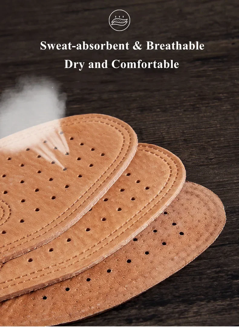 1 Pair Cowhide Insoles For Shoes Men Comfortable Deodorant Casual leather Insole Feet Quality Genuine Leather Flats Shoe Sole