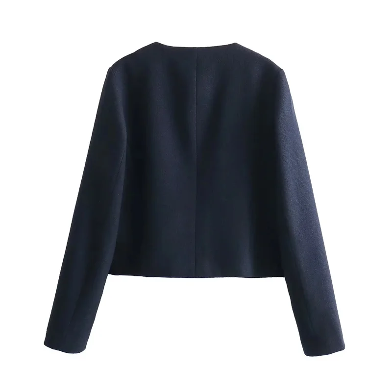 MUJER Tweed Cropped Jacket Woman Long Sleeve Vintage Jacket Woman Fashion Button Elegant Jackets For Women New In Short Coats