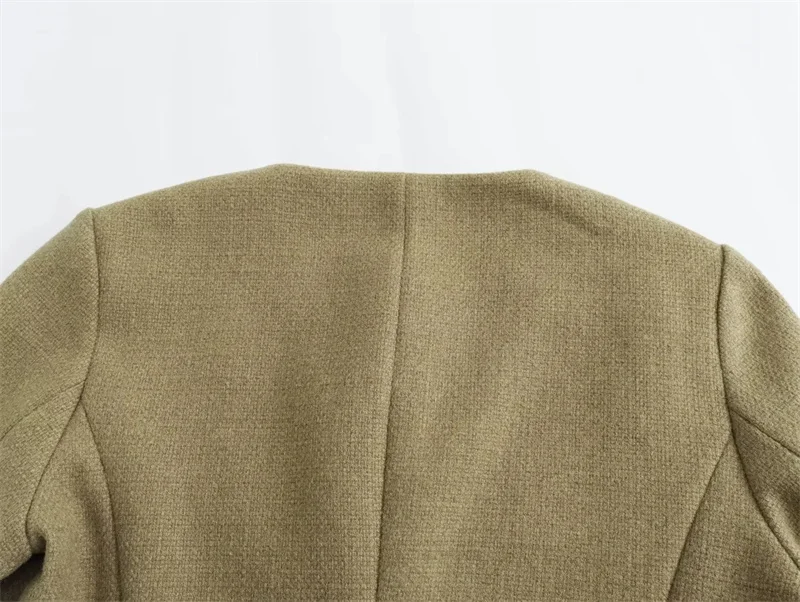 MUJER Tweed Cropped Jacket Woman Long Sleeve Vintage Jacket Woman Fashion Button Elegant Jackets For Women New In Short Coats