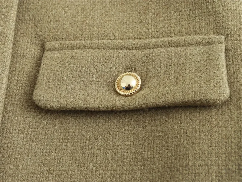 MUJER Tweed Cropped Jacket Woman Long Sleeve Vintage Jacket Woman Fashion Button Elegant Jackets For Women New In Short Coats