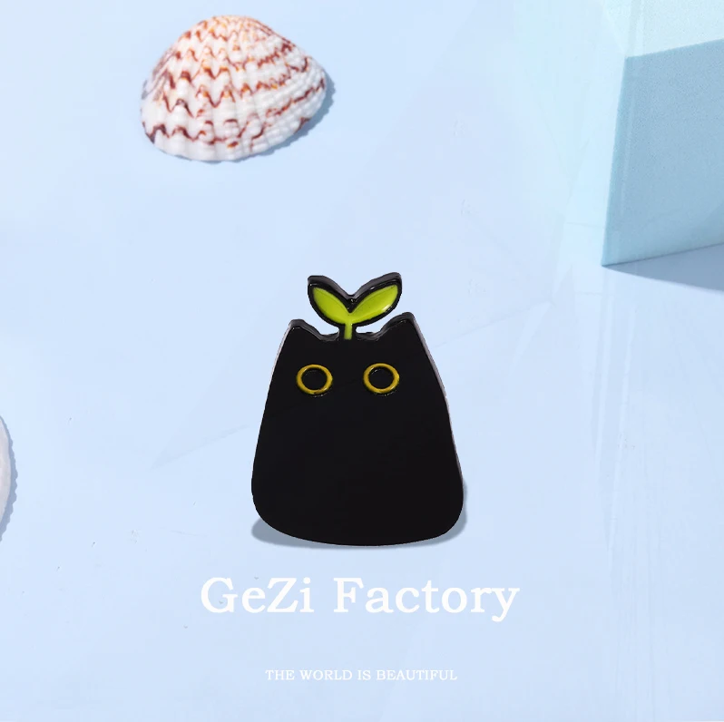 Enamel Pin Fashion Creative Animal Badge Pins Jewelry Children's Gift punk Style Small Cartoon Cute Black Cat Shape Metal