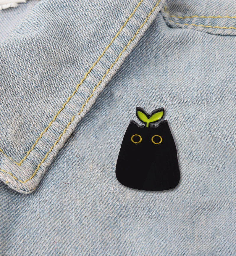Enamel Pin Fashion Creative Animal Badge Pins Jewelry Children's Gift punk Style Small Cartoon Cute Black Cat Shape Metal