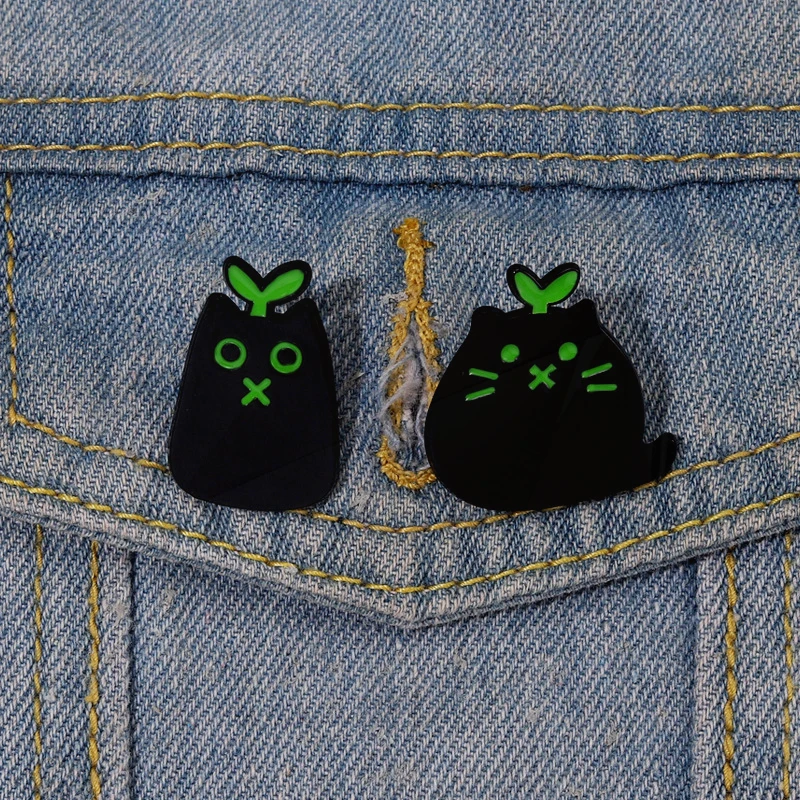 Enamel Pin Fashion Creative Animal Badge Pins Jewelry Children's Gift punk Style Small Cartoon Cute Black Cat Shape Metal