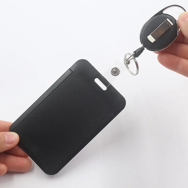 3 pieces/1 piece - High end retractable black work card holder, student meal card holder