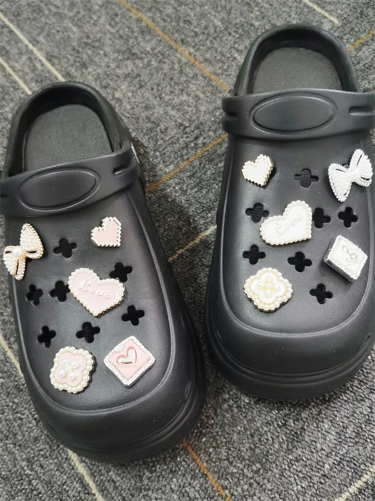 5PCS ABS Shoe Charms Buckles DIY Rhinestone Bowtie Clog Parts Decoration Garden Shoes Accessories For Women Birthday Party Gifts
