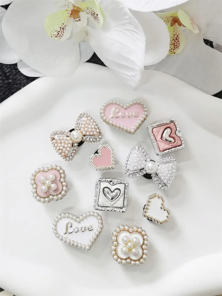 5PCS ABS Shoe Charms Buckles DIY Rhinestone Bowtie Clog Parts Decoration Garden Shoes Accessories For Women Birthday Party Gifts