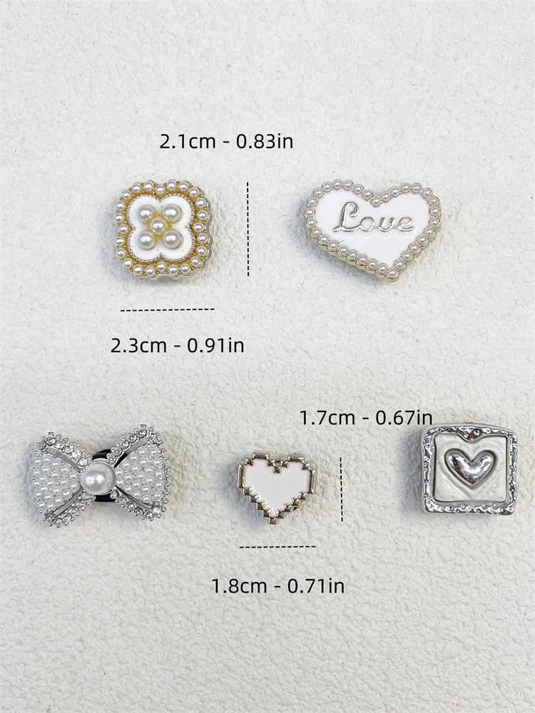 5PCS ABS Shoe Charms Buckles DIY Rhinestone Bowtie Clog Parts Decoration Garden Shoes Accessories For Women Birthday Party Gifts