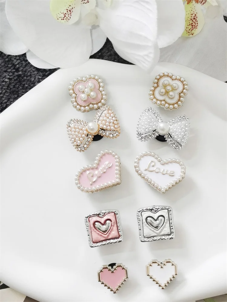 5PCS ABS Shoe Charms Buckles DIY Rhinestone Bowtie Clog Parts Decoration Garden Shoes Accessories For Women Birthday Party Gifts