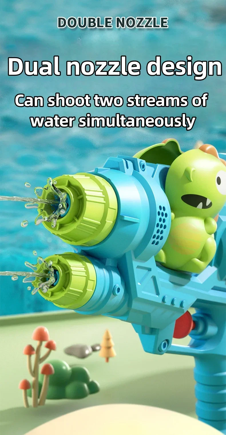 Unicorn Water Spray Toy Double Nozzle Water Gun Dinosaur Press Type Watergun Cartoon Animal Water Gun Summer Pool Toy for Kids