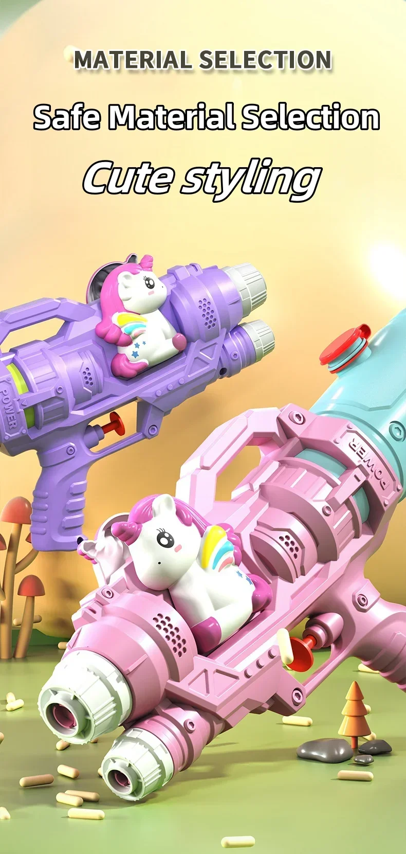 Unicorn Water Spray Toy Double Nozzle Water Gun Dinosaur Press Type Watergun Cartoon Animal Water Gun Summer Pool Toy for Kids