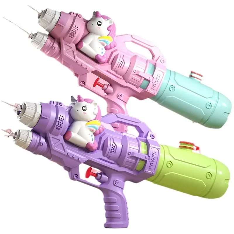 Unicorn Water Spray Toy Double Nozzle Water Gun Dinosaur Press Type Watergun Cartoon Animal Water Gun Summer Pool Toy for Kids