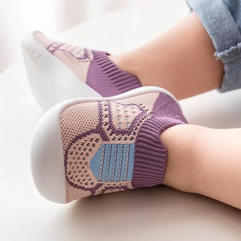 Baby Shoes Anti-slip Breathable Infant Crib Floor Socks with Rubber Sole for Children Girls Boys Mesh Shoes Soft Bottom Slippers