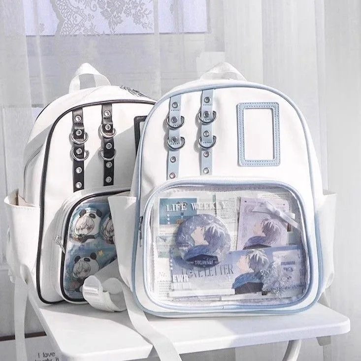 Y2K Cute Mini Backpack Women Kawaii Ita Bag Sweet Girl Transparent Rucksack DIY Personality Display Knapsack Lolita Shoulder Bag