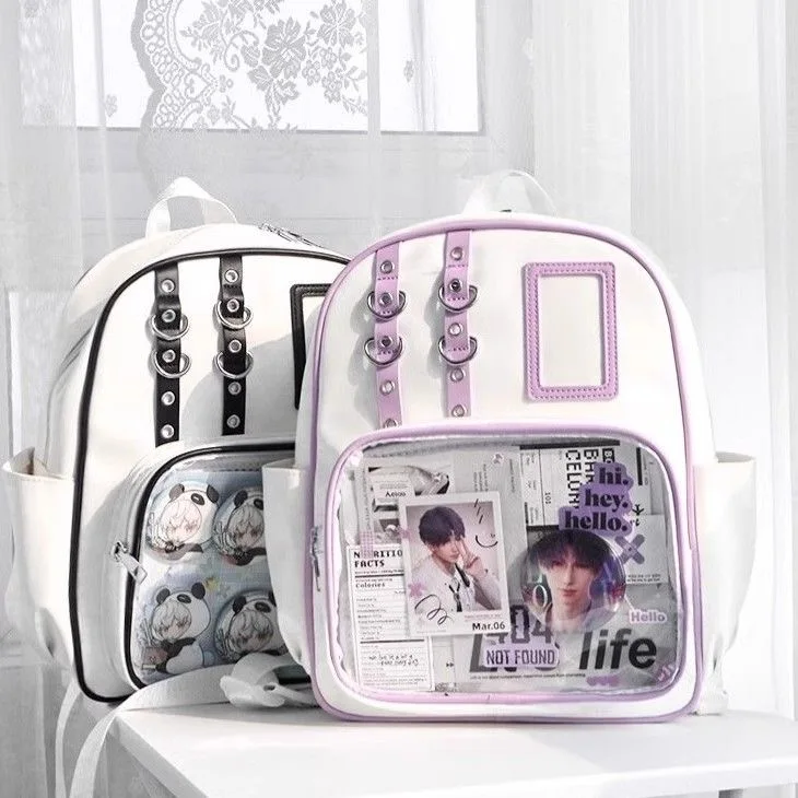 Y2K Cute Mini Backpack Women Kawaii Ita Bag Sweet Girl Transparent Rucksack DIY Personality Display Knapsack Lolita Shoulder Bag