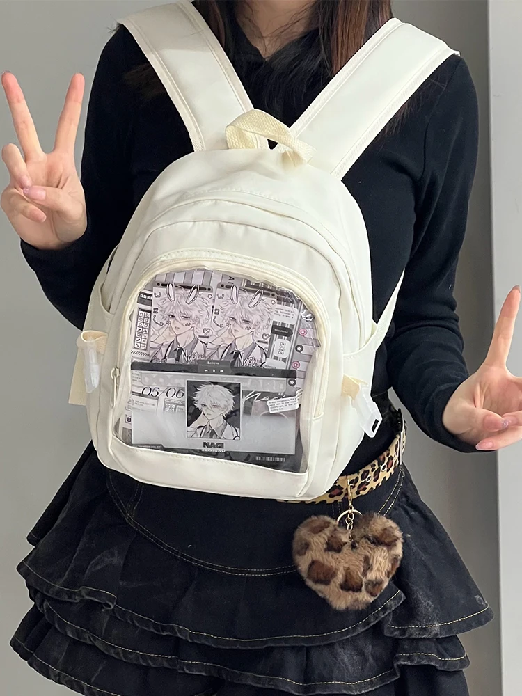 Y2K Cute Mini Backpack Women Kawaii Ita Bag Sweet Girl Transparent Rucksack DIY Personality Display Knapsack Lolita Shoulder Bag