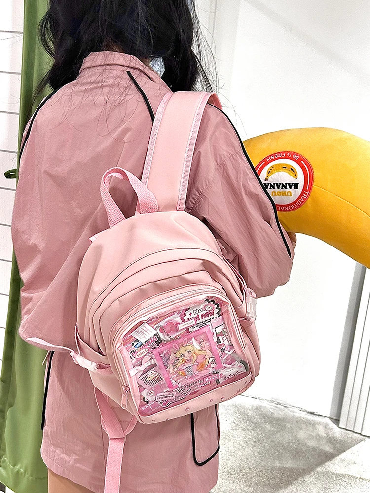 Y2K Cute Mini Backpack Women Kawaii Ita Bag Sweet Girl Transparent Rucksack DIY Personality Display Knapsack Lolita Shoulder Bag