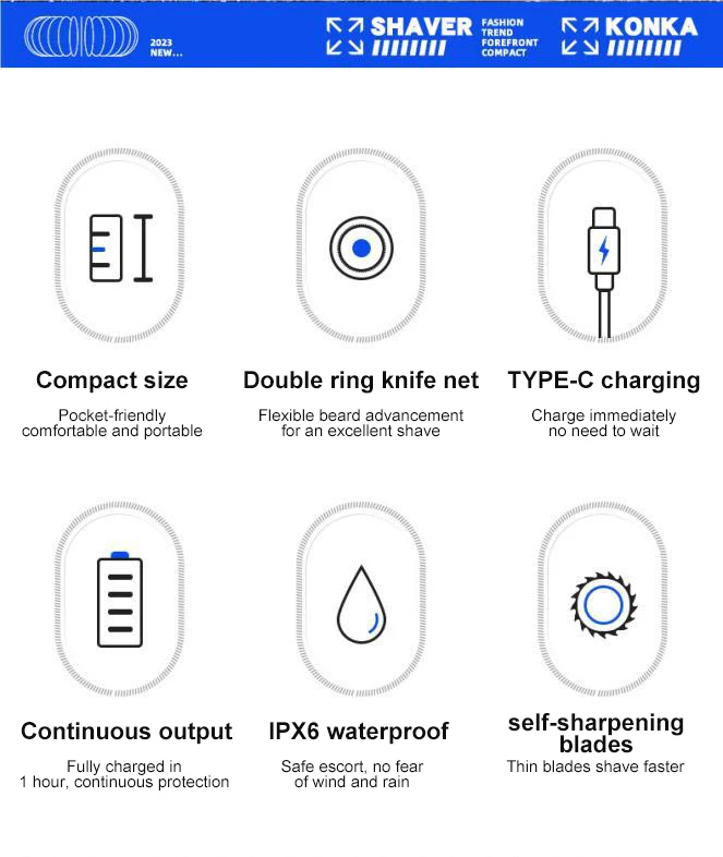 2026 NEW Type-c Rechargable Mini Portable Waterproof Electric Shaver Strong High Speed Long Endurance Suitable Wet and Dry