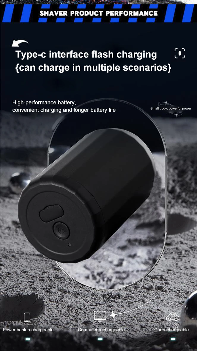 2026 NEW Type-c Rechargable Mini Portable Waterproof Electric Shaver Strong High Speed Long Endurance Suitable Wet and Dry