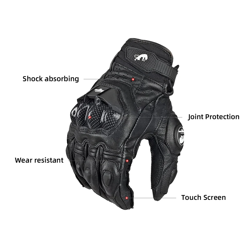 High Quality Genuine Leather Gloves Men's Luva Riding Moto Motorcycle Glove Guantes Protection Racing MOTO Protective Equipment