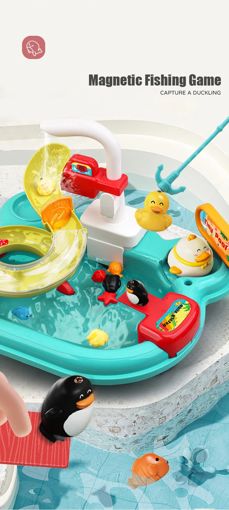 Children Electric Toy Sink Disheswash Water Simulation Food Fruit Kitchen Pretend Play Magnet Fishing Kids Education Toy Girl