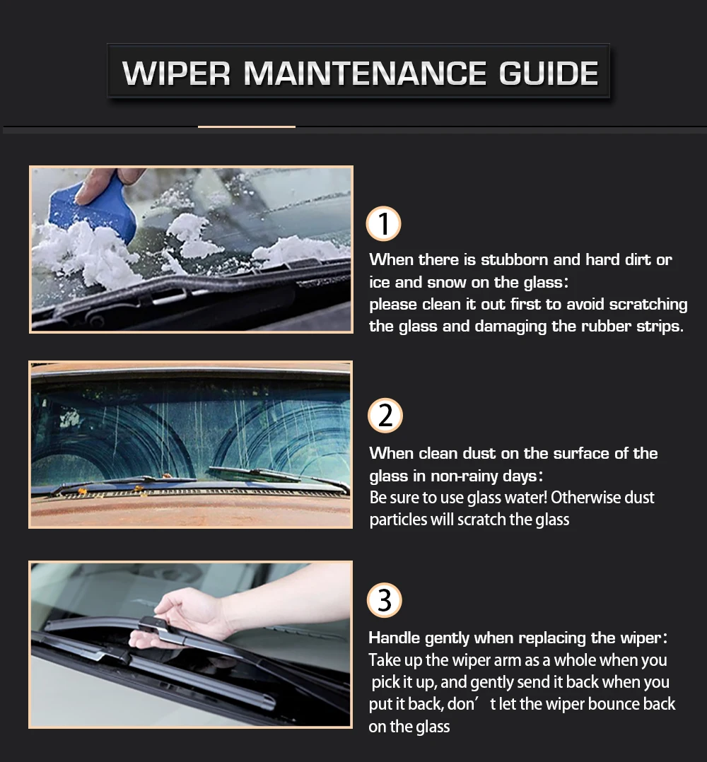 Wiper Front & Rear Wiper Blades Set For Hyundai Tucson TL 2016 2017 2018 2019 2020 Windshield Windscreen 26"16"14"