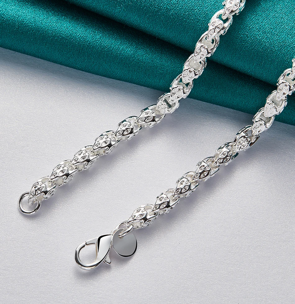 URPRETTY 925 Sterling Silver Beaded Necklace 20/24 Inch Chain For Woman Men Wedding Engagement Party Jewelry