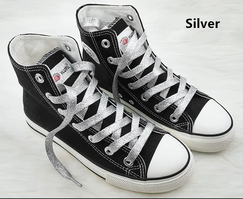 1 cm Width Colorful Lurex Shoelaces Trendy Bright Colorful Fall Winter Shoelaces Sneaker White Casual Sports Leather Shoes Laces