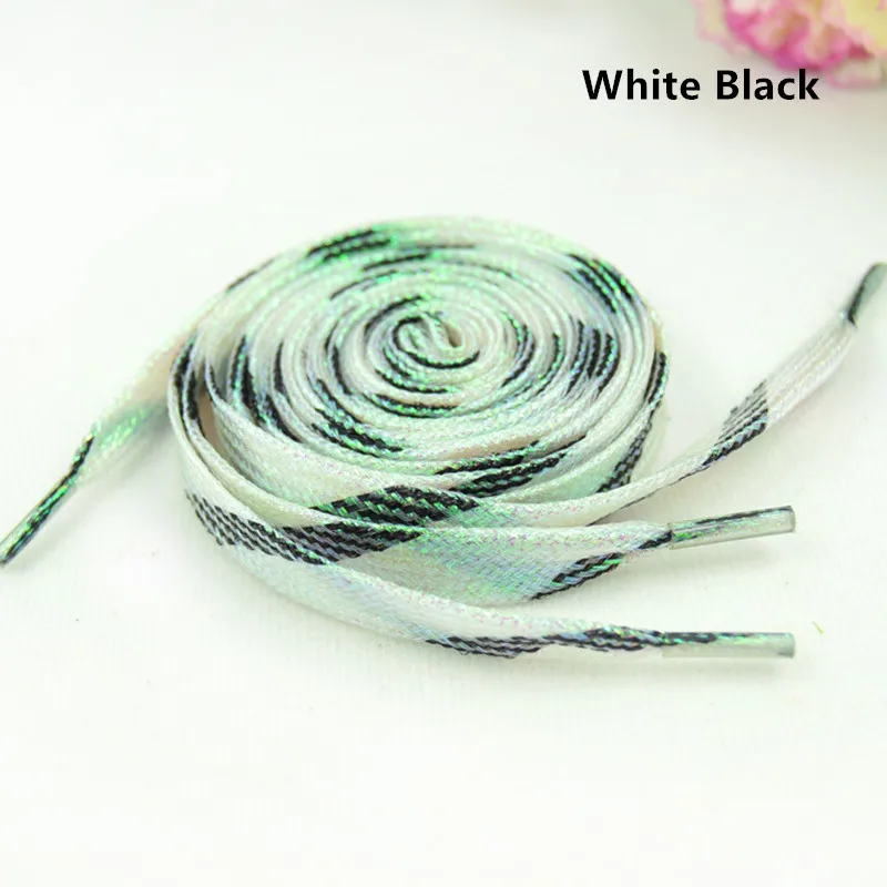 1 cm Width Colorful Lurex Shoelaces Trendy Bright Colorful Fall Winter Shoelaces Sneaker White Casual Sports Leather Shoes Laces
