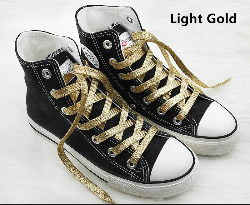 1 cm Width Colorful Lurex Shoelaces Trendy Bright Colorful Fall Winter Shoelaces Sneaker White Casual Sports Leather Shoes Laces