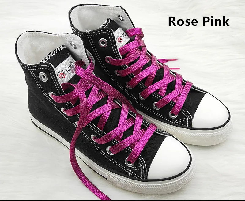 1 cm Width Colorful Lurex Shoelaces Trendy Bright Colorful Fall Winter Shoelaces Sneaker White Casual Sports Leather Shoes Laces