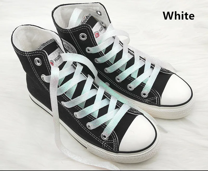 1 cm Width Colorful Lurex Shoelaces Trendy Bright Colorful Fall Winter Shoelaces Sneaker White Casual Sports Leather Shoes Laces