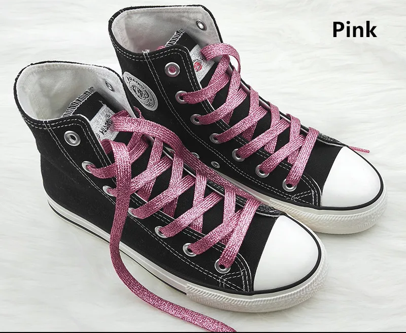 1 cm Width Colorful Lurex Shoelaces Trendy Bright Colorful Fall Winter Shoelaces Sneaker White Casual Sports Leather Shoes Laces