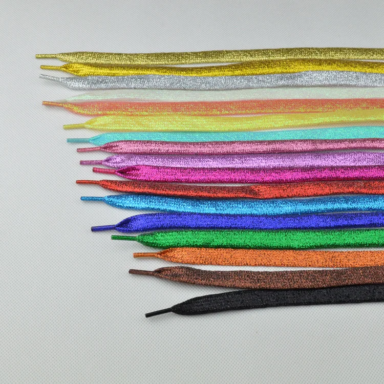 1 cm Width Colorful Lurex Shoelaces Trendy Bright Colorful Fall Winter Shoelaces Sneaker White Casual Sports Leather Shoes Laces