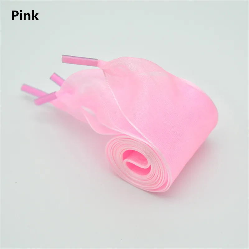 4cm Widened Transparent Chiffon Yarn Shoelaces Flat Silk Big Bow Wide Laces Trend Beauty White Casual Shoes Laces Dropship