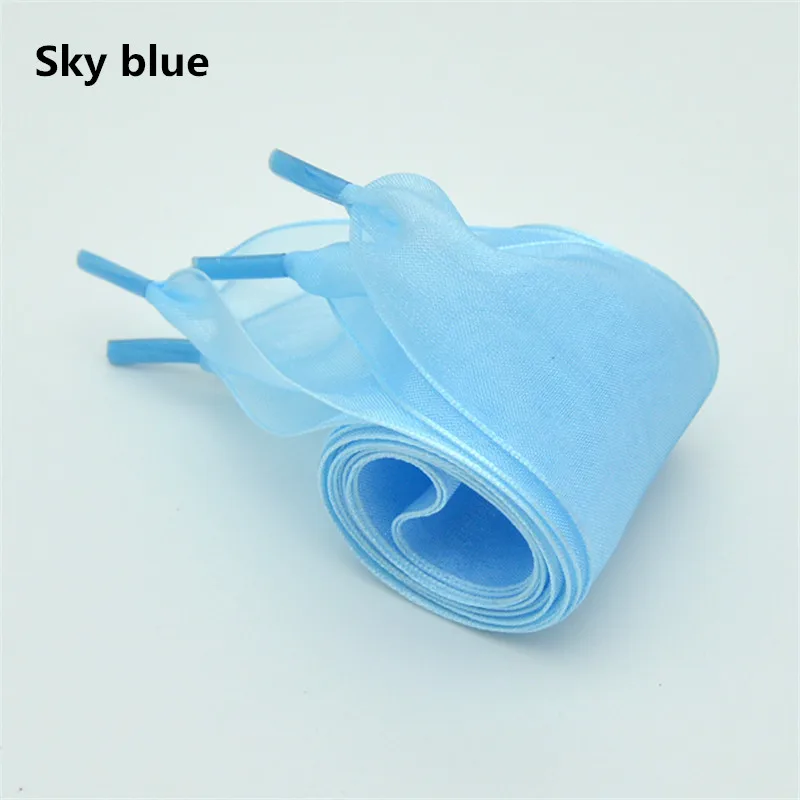 4cm Widened Transparent Chiffon Yarn Shoelaces Flat Silk Big Bow Wide Laces Trend Beauty White Casual Shoes Laces Dropship